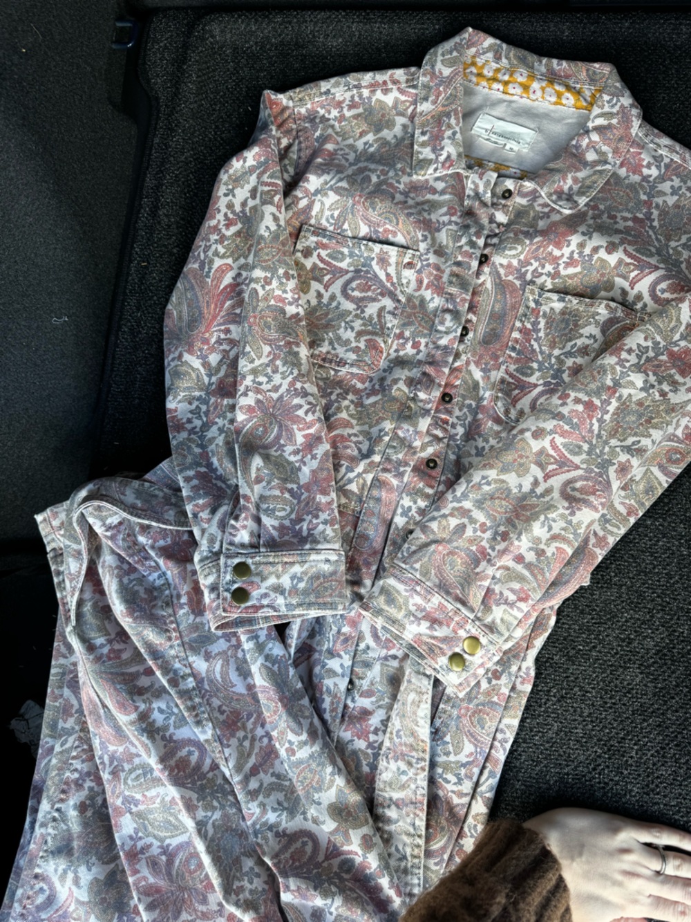 Anthropologie paisley jumpsuit belted, boho, cottage core, western size small - Picture 7 of 7